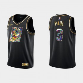 Män Phoenix Suns Tröja Chris Paul 3 Nike 2021-22 Svart Golden Edition 75th Anniversary Diamond Swingman 